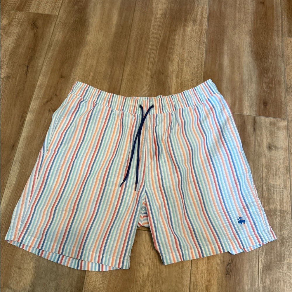Brooks Brothers Red and Blue Swim Trunks with Elastic Waistband